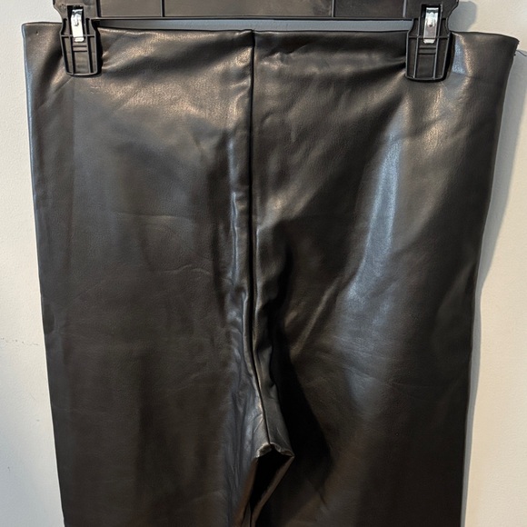 Anthropologie Joie Black Vegan Faux Leather Pull On Leggings Slimming Large - Picture 5 of 7